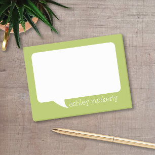 Lime Green & White Talk Bubble Personalised Name Post-it Notes