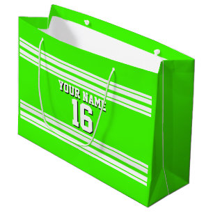 Lime Green White Team Jersey Custom Number Name Large Gift Bag