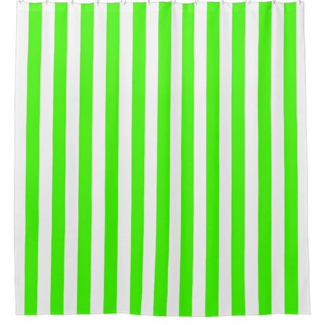 Lime Green White Vertical Stripe NL #0 Shower Curtain (Front)