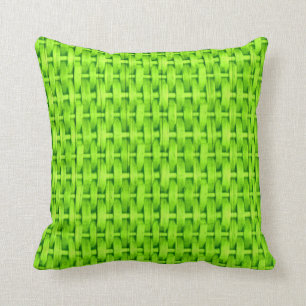 Lime green wicker art graphic design cushion