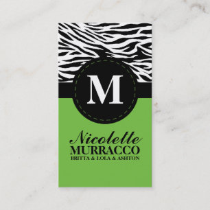 Lime Green Wild Zebra Print Mummy Calling Card /
