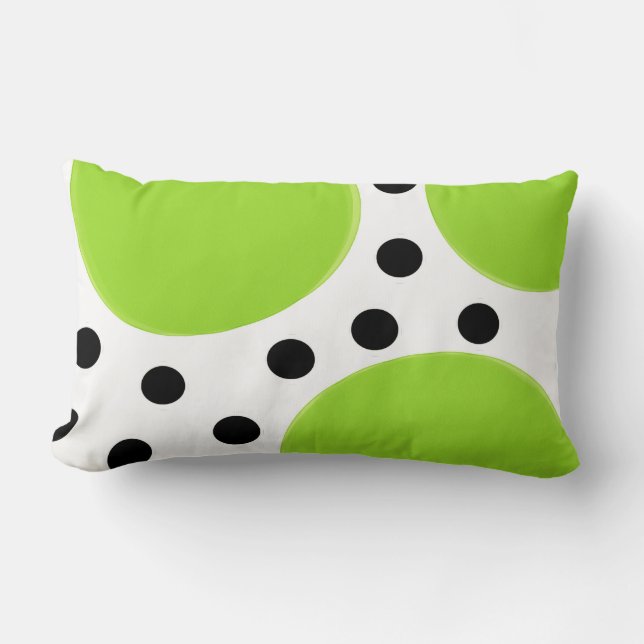 lime green with black polka dots lumbar cushion (Front)