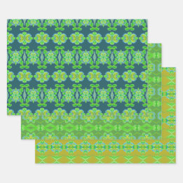 Lime Green With Pattern Wrapping Paper Sheet