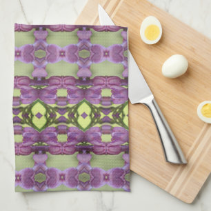 Lime Green With Purples Tea Towel