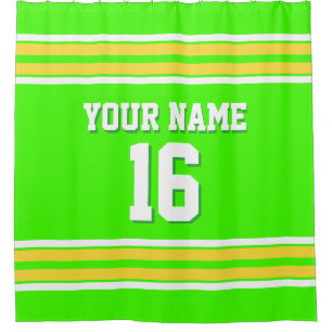 Lime Green with Yellow White Stripes Sports Jersey Shower Curtain
