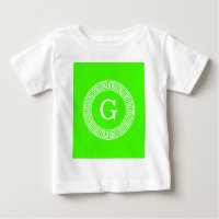 Lime Green Wt Greek Key Rnd Frame Initial Monogram