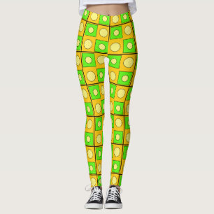 Lime Green Yellow and Orange Abstract Shapes Leggings