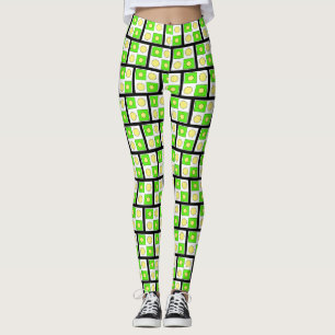 Lime Green Yellow and Orange Abstract Shapes Leggings
