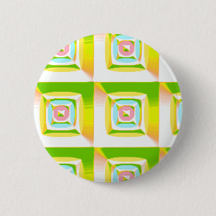 Lime Green Yellow Blue Pink 3D Puffy Squares 6 Cm Round Badge