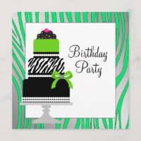 Lime Green Zebra Cake Cupcake Birthday Party
