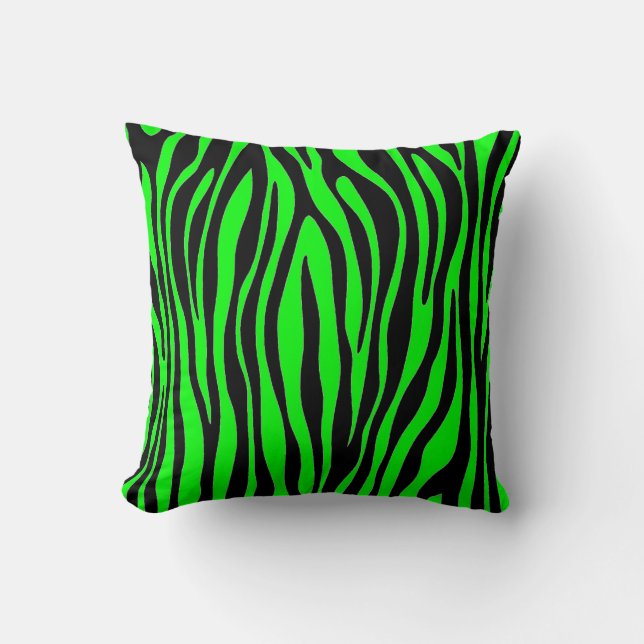 Lime Green Zebra Cushion (Front)