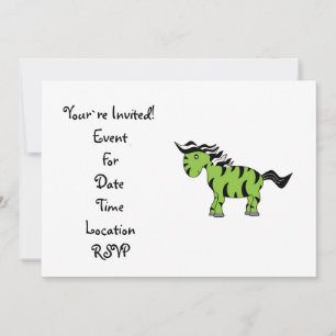 Lime green zebra invitation