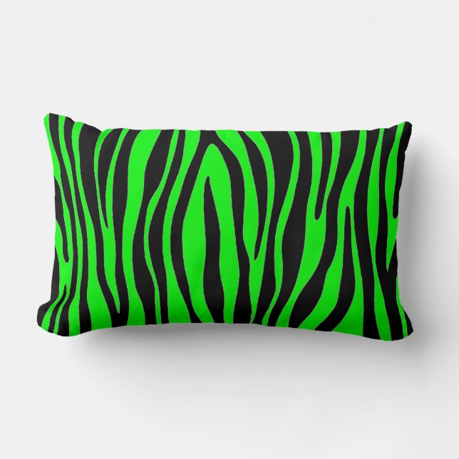 Lime Green Zebra Lumbar Cushion (Front)