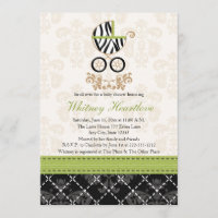 Lime Green Zebra Print Baby Carriage Baby Shower