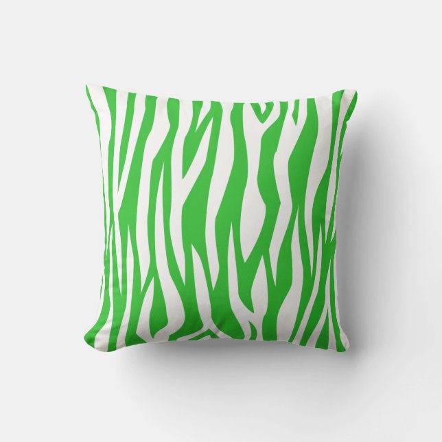 Lime Green Zebra Print Cushion (Front)