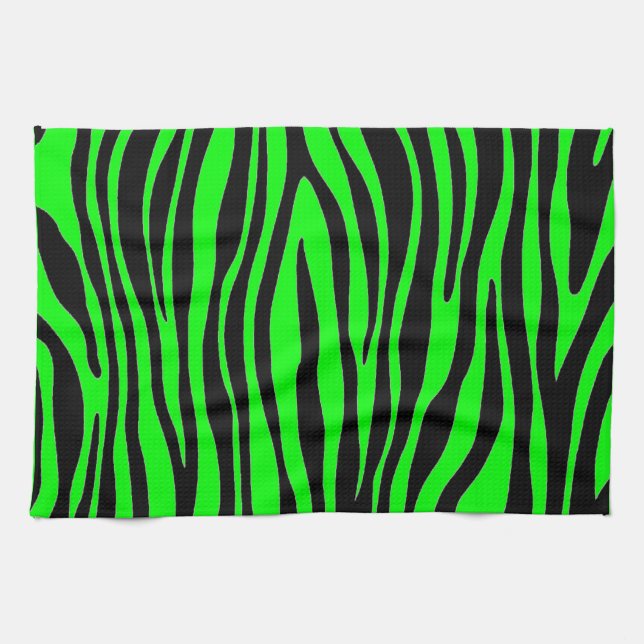 Lime Green Zebra Tea Towel (Horizontal)