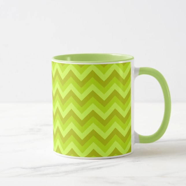 Lime Green Zig Zag Pattern. Mug (Right)