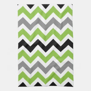 Lime Grey Black White Chevron Kitchen Towels