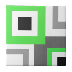 Lime Grey Black White Colour Block  Ceramic Tile