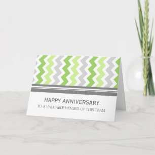 Lime Grey Chevron Employee Anniversary Card