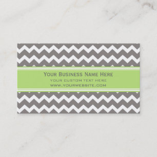 Lime Grey Chevron Retro Business Cards