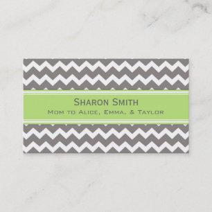 Lime Grey Chevron Retro Mum Calling Cards