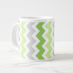 Lime Grey Chevrons Jumbo Coffee Mug