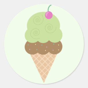 Lime Ice Cream Cone Classic Round Sticker