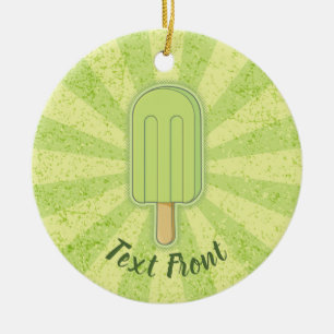 Lime Ice Cream Stick Ceramic Ornament
