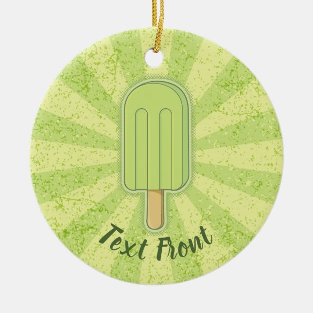Lime Ice Cream Stick Ceramic Ornament (Front)
