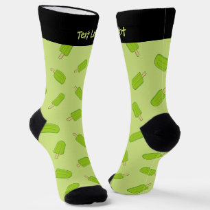 Lime Ice Cream Stick Pattern Socks