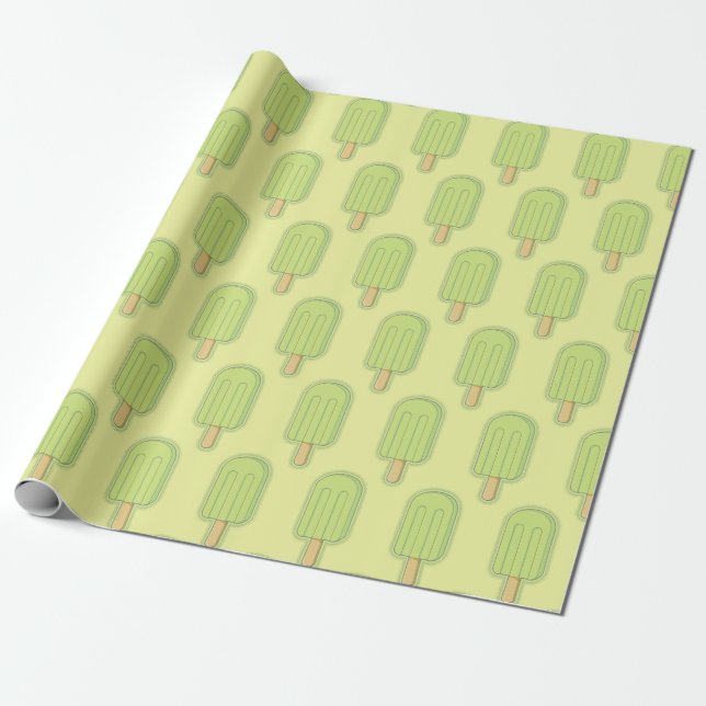 Lime Ice Cream Stick Wrapping Paper (Unrolled)