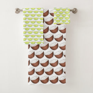 Lime in the Coconut Tropical Island Fruit Green Bath Towel Set