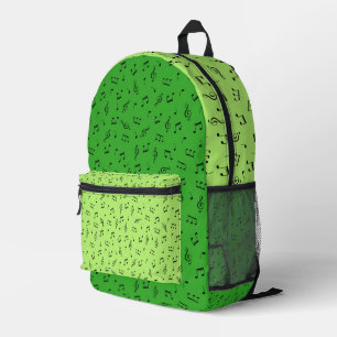LIME & KELLY GREEN WITH TINY BLACK MUSICAL NOTES PRINTED BACKPACK