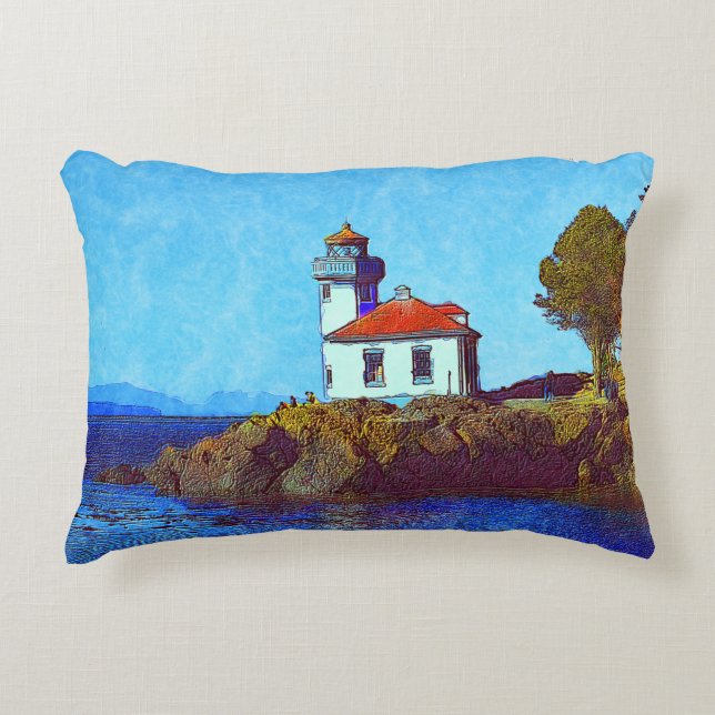 Lime Kiln Lighthouse Friday Harbour Accent Pillow (Front)