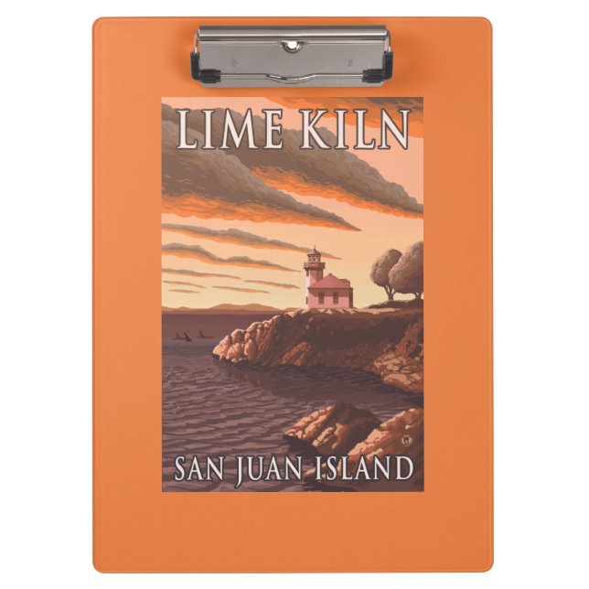 Lime Kiln Lighthouse Vintage Travel Poster Clipboard (Front)