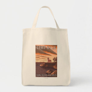 Lime Kiln Lighthouse Vintage Travel Poster Tote Bag