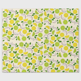 Lime lemon coconut and mint happy pattern wrapping paper