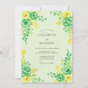 Lime Lemon Foliage Eucalyptus Wedding Invitation