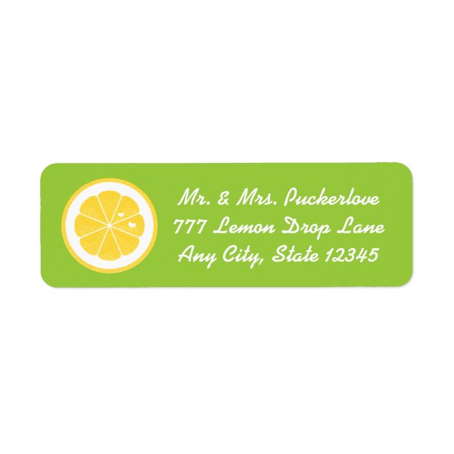 Lime Lemon Heart Return Address Labels Stickers (Front)
