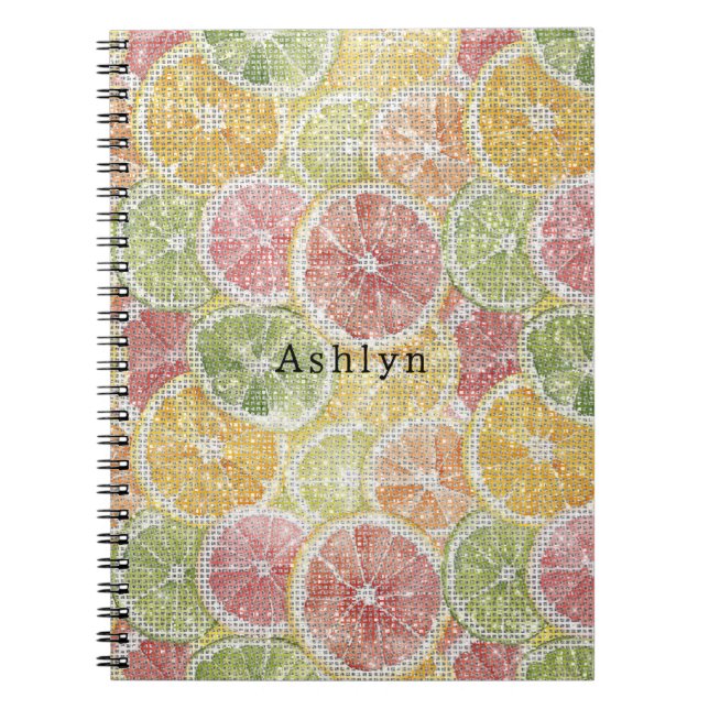 Lime Lemon Orange Grapefruit Fruit Sparkle  Notebook (Front)