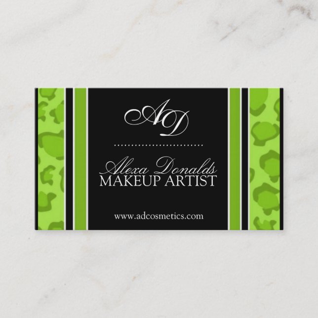 Lime Leopard Print  Business Card (Front)