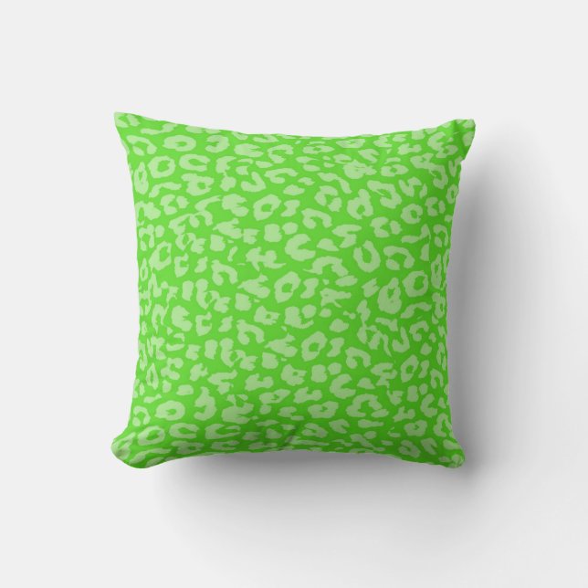 Lime Leopard Print Skin Fur Cushion (Front)