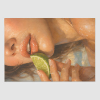 Lime Lips Woman Summer Beach Decoupage Paper