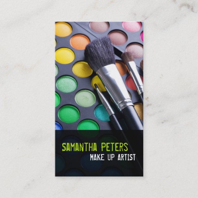 Lime Make Up Artist Palette Brush Business Card (Front)