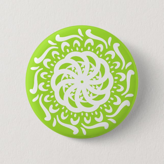 Lime Mandala 6 Cm Round Badge (Front)