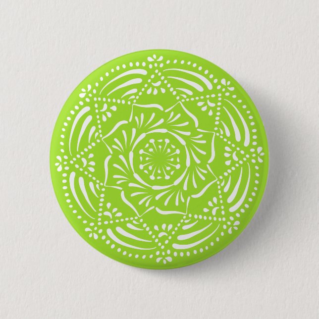 Lime Mandala 6 Cm Round Badge (Front)