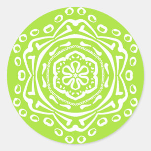 Lime Mandala Classic Round Sticker