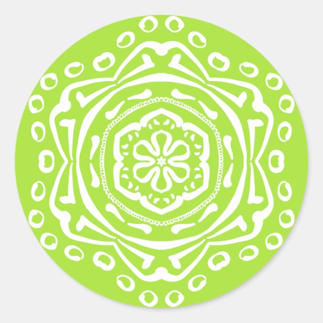 Lime Mandala Classic Round Sticker (Front)