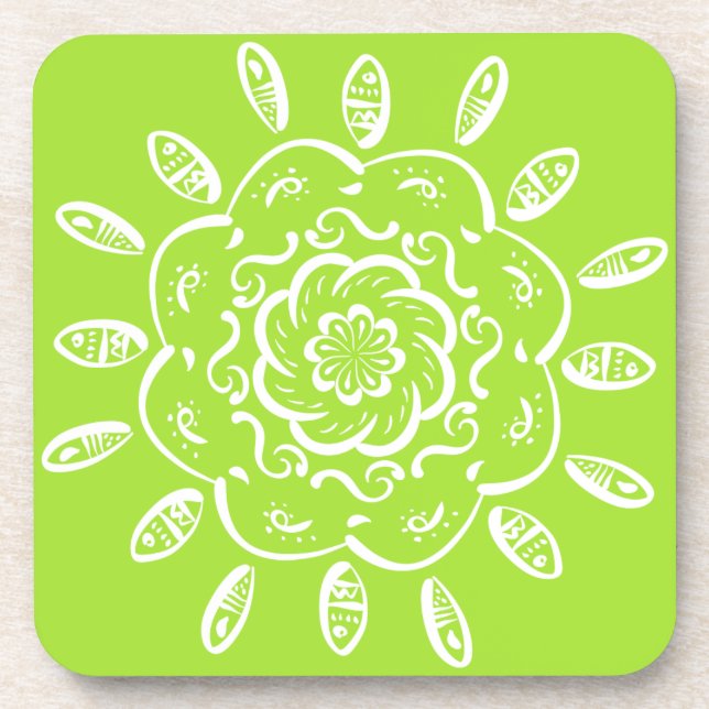 Lime Mandala Coaster (Front)